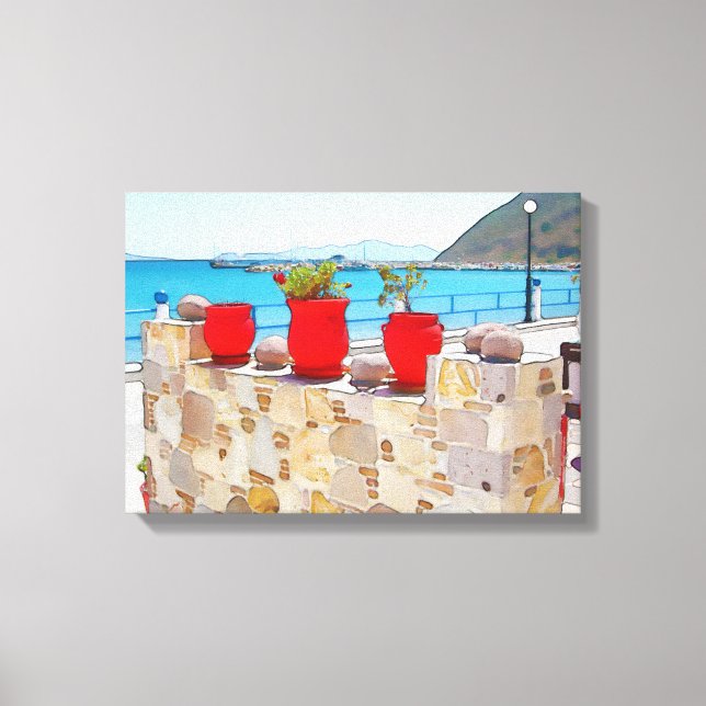 Aquareller Meerblick Leinwanddruck (Vorderseite)