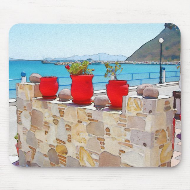 Aquareller Meerblick Mousepad (Vorne)