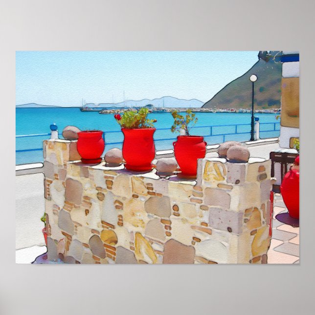 Aquareller Meerblick Poster (Vorne)