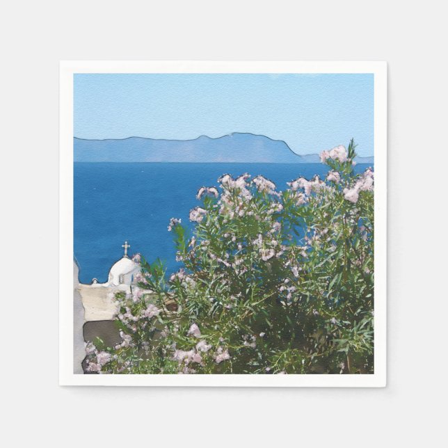 Aquareller Meerblick Serviette (Vorderseite)