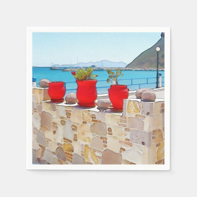 Aquareller Meerblick Serviette (Vorderseite)