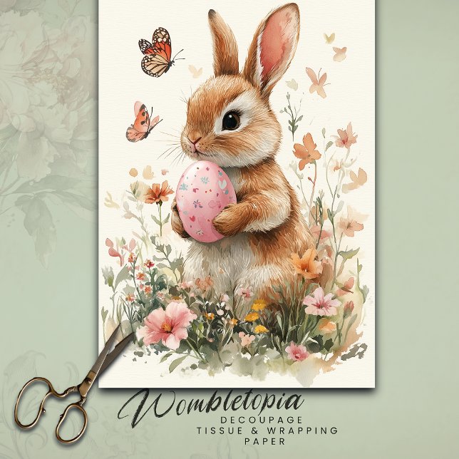 Aquareller Osterhase mit lackiertem Ei & Blume Seidenpapier (Von Creator hochgeladen)