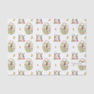 Aquareller Ostern Bunny Floral Ostereier Seidenpapier