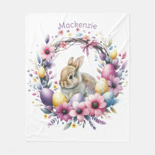 Aquareller Ostern Personalisiert Fleecedecke (Vorderseite)