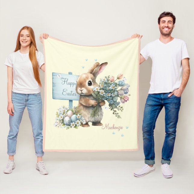 Aquareller Ostern Personalisiert Fleecedecke (Beispiel)