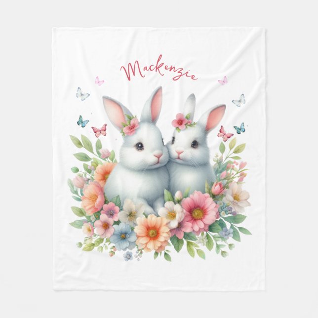 Aquareller Ostern Personalisiert Fleecedecke (Vorderseite)