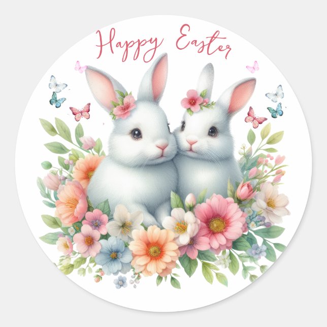 Aquareller Ostern Personalisiert Runder Aufkleber (Vorderseite)