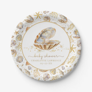 Aquareller Ozean Kleine Pearl Baby Dusche Pappteller