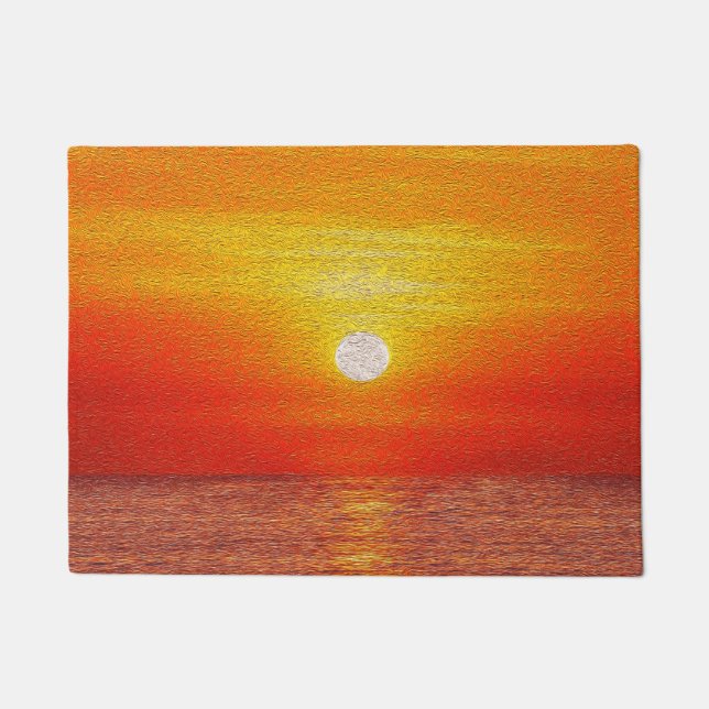 Aquareller Ozean Sunset Summer Beach Waves Fußmatte (Vorderseite)