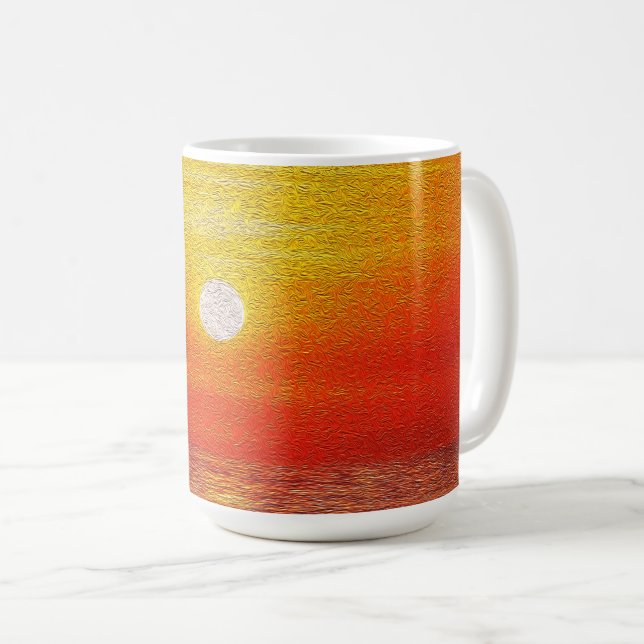 Aquareller Ozean Sunset Summer Beach Waves Kaffeetasse (VorderseiteRechts)