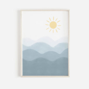 Aquareller Ozean und Sonnenbrille Poster