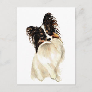 Aquareller Papillon Dog, Haustier Postkarte