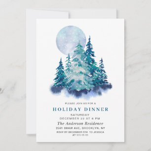 Aquareller Pine Tree Chic Weihnachtsfest Einladung