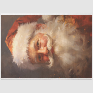 Aquareller Retro Santa Claus lächelt roten Hut Seidenpapier