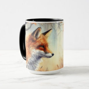 Aquareller Roter Fuchs Herbst Farbe Natur Tasse