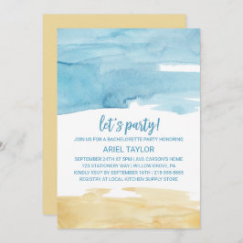 Aquareller Sand und Meer Lasst uns Party Einladung