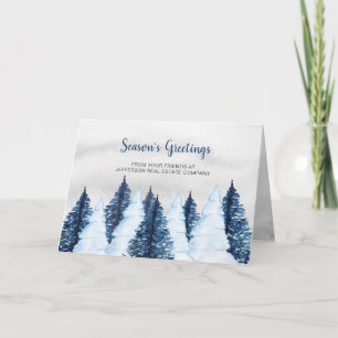 Aquareller Schneewald Pinienwälder Wintersport Feiertagskarte