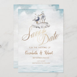 Aquareller Seagulus Strand Save the Date