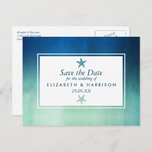Aquareller Starfish Beach Save the Date Postkarte