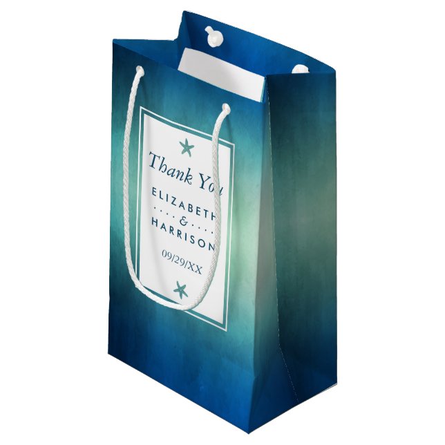 Aquareller Starfish Strand Hochzeit Gefallen Kleine Geschenktüte (Vorderseite Schrägansicht)