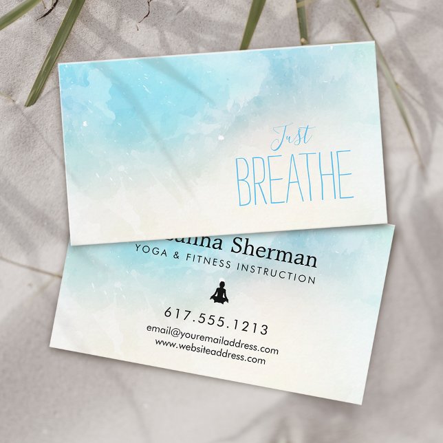 Aquareller Strand Atmen Sie Yoga und Wellness Visitenkarte (Watercolor Beach Just Breathe Yoga and Wellness Business Card)