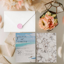 Aquareller Strand Hochzeit in Urlaubsort Einladung