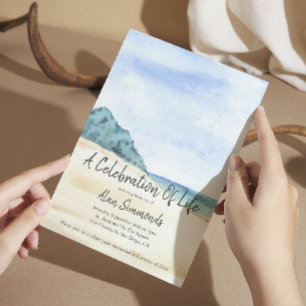 Aquareller Strand mit Foto-Feier Einladung