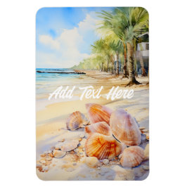 Aquareller Strand mit Seashells Magnet