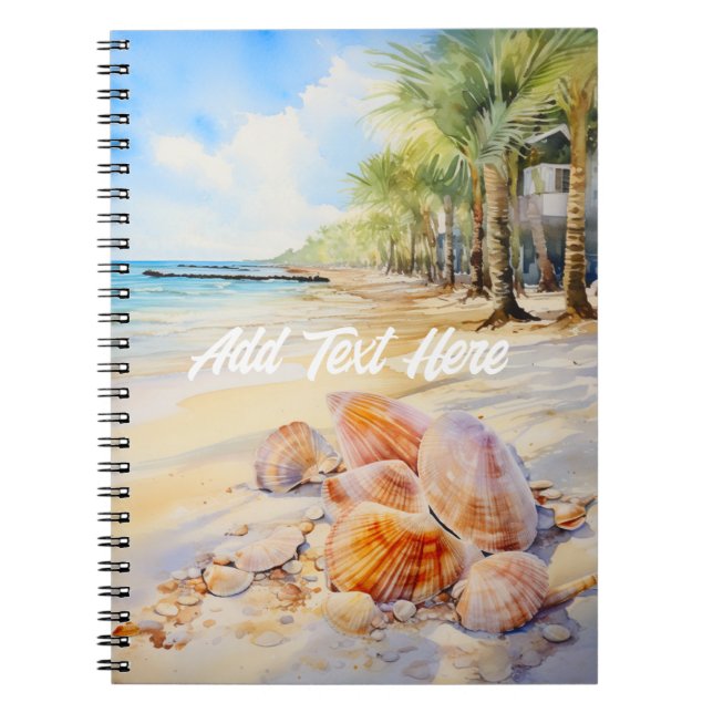 Aquareller Strand mit Seashells Notebook Notizblock (Vorderseite)