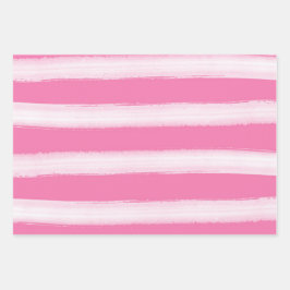 Aquareller Strand Rosa Korallen Streifen Geschenkpapier Set