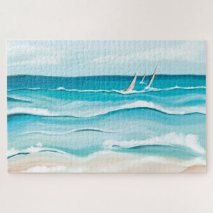 Aquareller Strand Ufer Meer Landschaft Puzzle
