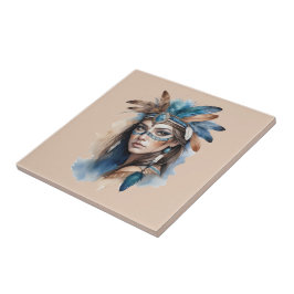 Aquareller Tribal Beauty: Geist der Bohemischen Ku Fliese