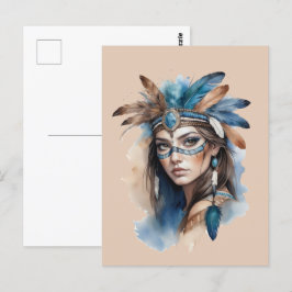 Aquareller Tribal Beauty: Geist der Bohemischen Ku Postkarte