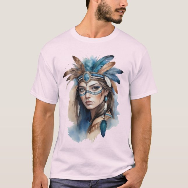 Aquareller Tribal Beauty: Geist der Bohemischen Ku T-Shirt (Vorderseite)
