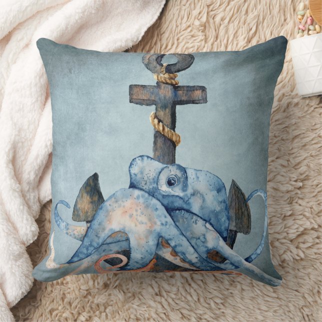 Aquareller und Anchor Nautic Beach Kissen (Decke)