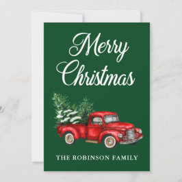 Aquareller Vintager roter LKW Frohe Weihnachten Gr