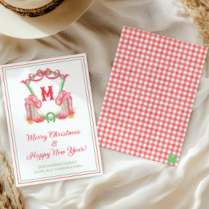 Aquareller Weihnachtsjunge Boost Monogram Wappen Feiertagskarte