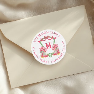 Aquareller Weihnachtsjunge Boost Monogram Wappen Runder Aufkleber