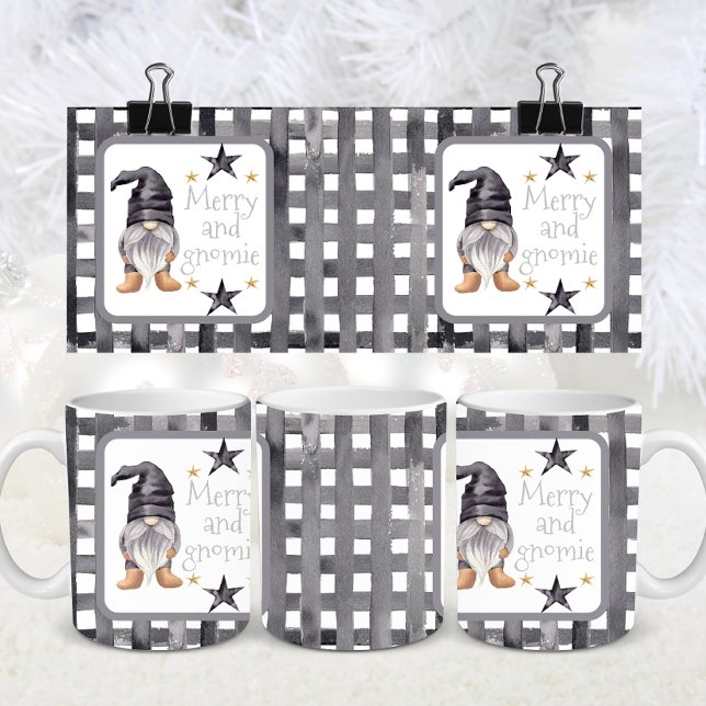 Aquareller Winter Gnome am Buffalo Karo Weihnachte Kaffeetasse (Von Creator hochgeladen)