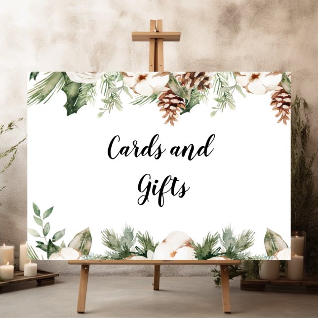 Aquareller Winter Grüne Pine Tree & Weiße Blume Poster (Von Creator hochgeladen)