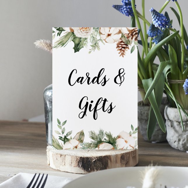 Aquareller Winter Grüne Pine Tree & Weiße Blume Poster (Von Creator hochgeladen)