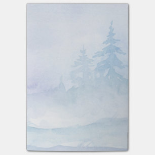 Aquareller Winter Grüne Pinienbäume Post-it Klebezettel