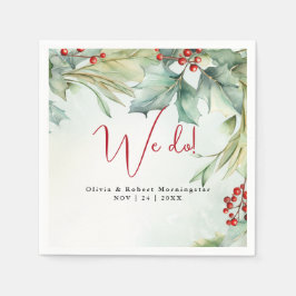 Aquareller Winter Holy und Berries Serviette