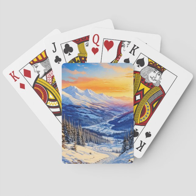 Aquareller Winter Morgen Klassische Spielkarten (Rückseite)