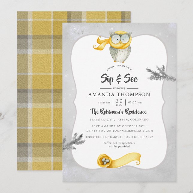 Aquareller Winter Weihnachtsfeiertag und sehen Einladung (Vorne/Hinten)