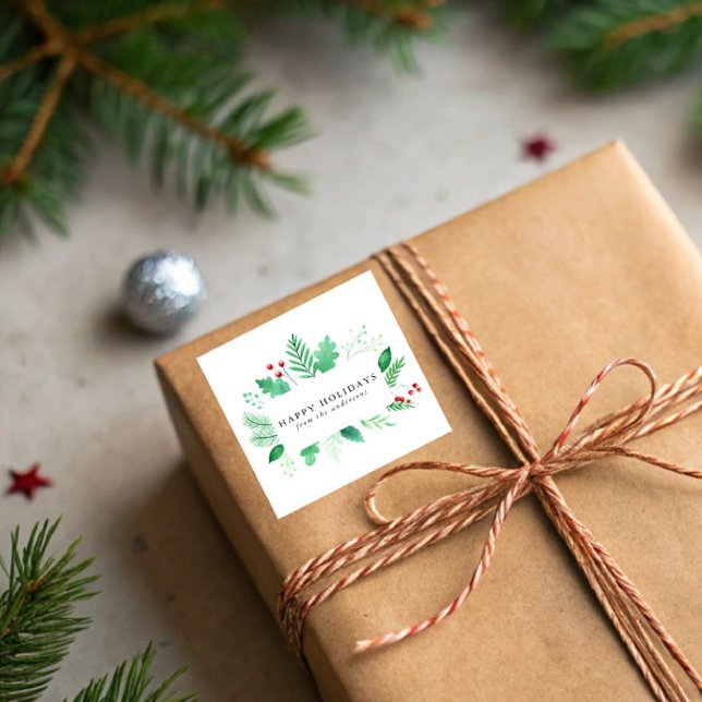 Aquareller Wintergarten Urlaub Quadratischer Aufkleber (Von Creator hochgeladen)