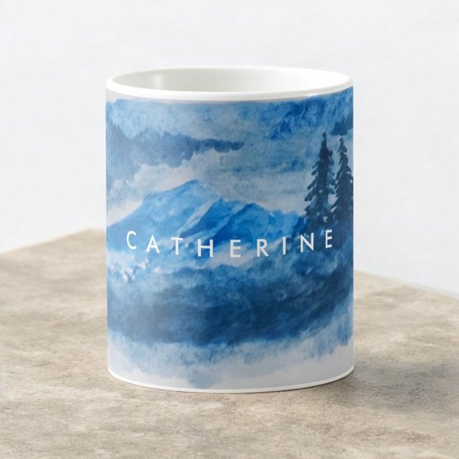 Aquareller Wintergebirge Landschaftsmalerei Kaffeetasse (Von Creator hochgeladen)