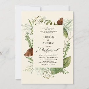Aquareller Wintergrün verschoben Hochzeit Einladung