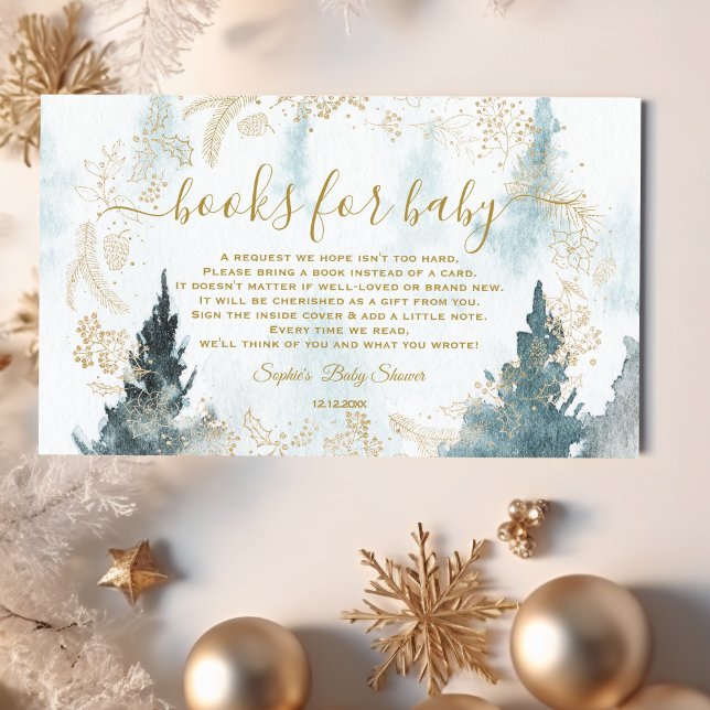 Aquareller Winterlandschaft Goldene Bücher für Kin Begleitkarte (Von Creator hochgeladen)