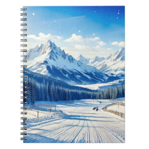 Aquareller Wintersportuntergrund Notizblock
